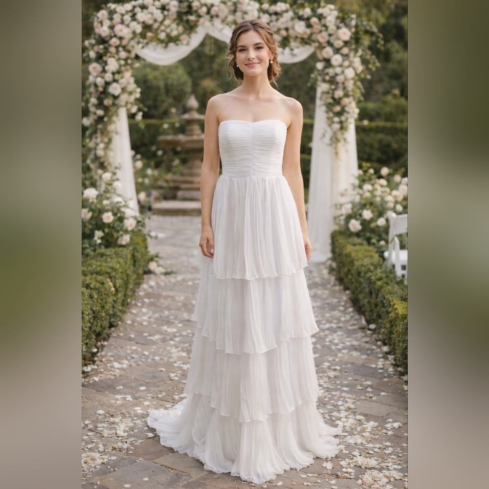 Elegant Strapless White Dress